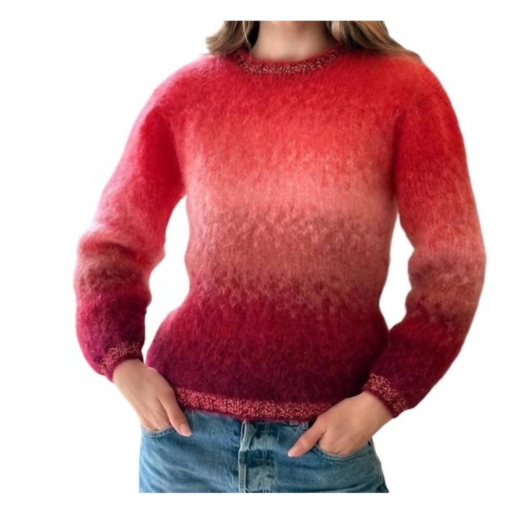 NEW ROSE CARMINE long sleeve crew sweater in tie&dye grenad bordo